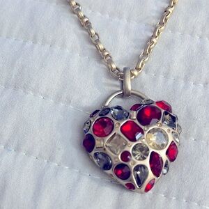 Red Heart with gems Necklace approx. 19" ,